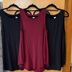 Lot Of 3 High Neck Luxe Swing Tank Top - Black & Wine-S